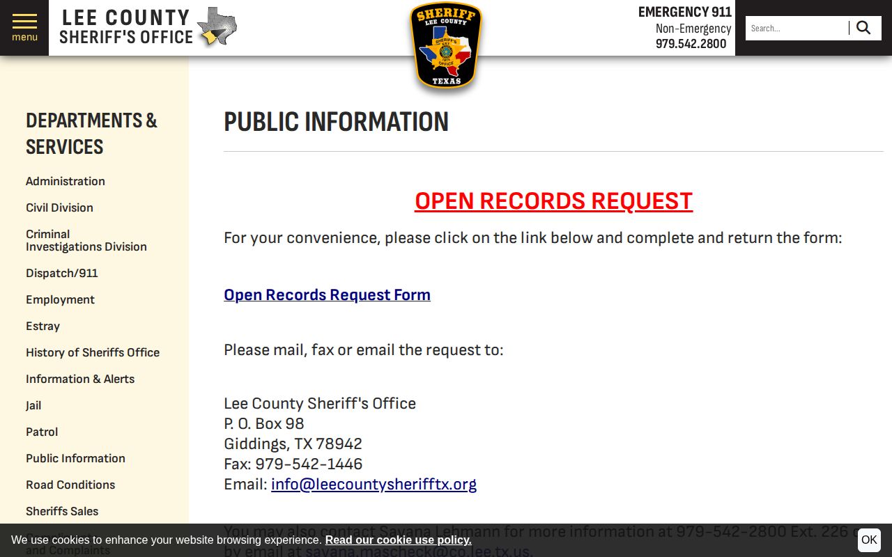 Lee County release record request channels