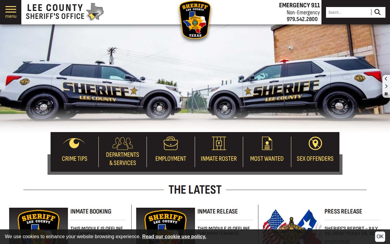 Lee County released inmates booking and release search modules